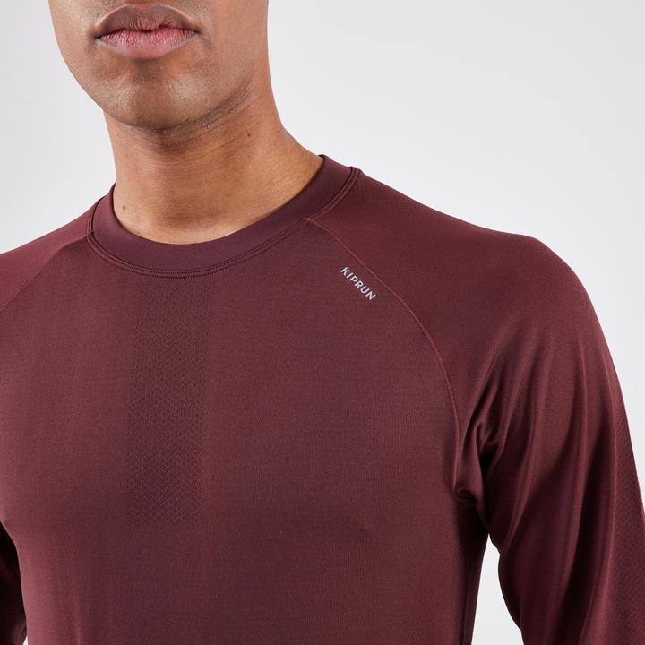 Immagine prodotto Kiprun Maglietta da corsa a maniche lunghe senza cuciture da uomo - Run 500 rosso bordeaux (L)