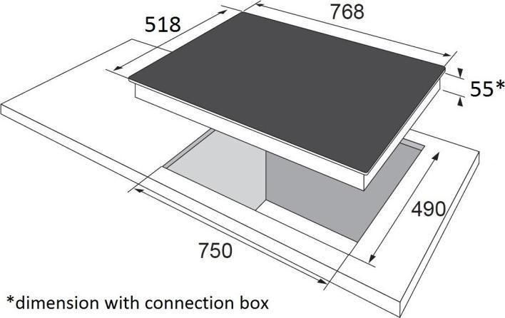Actual product image Amica Induction hob with frame Ceramic hob SCHOTT CERAN 76.8 x 51.8 cm 5 cooking zones KMI 752 630