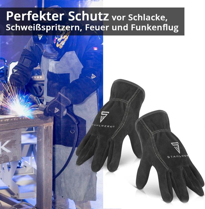 Produktbild Stahlwerk Schweisserhandschuhe hitzebeständig aus hochwertigem Spaltleder (XL)