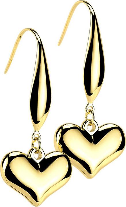 Actual product image Star Piercing Earring gold plated pendant heart (Titanium G23, without brass)