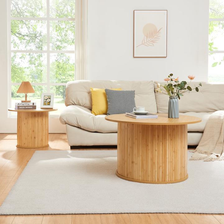 Actual product image En.Casa Couchtisch Ledepid 48xØ80 cm Natur