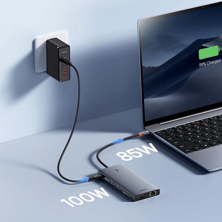 Produktbild Baseus HUB PortalJoy Series 13in1 USB-C - 2x HDMI / DP / VGA / USB-A 3.1 / USB-C 3.1 / USB-A 2.0 / P (USB-C, 13 Ports)