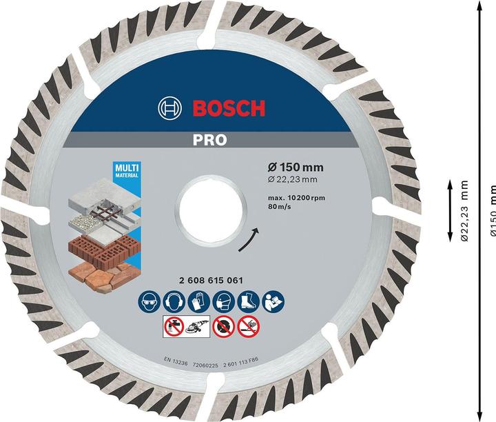 Produktbild Bosch Professional Zubehör PRO Multi Material Diamanttrennscheibe, 150 x 22,23 mm