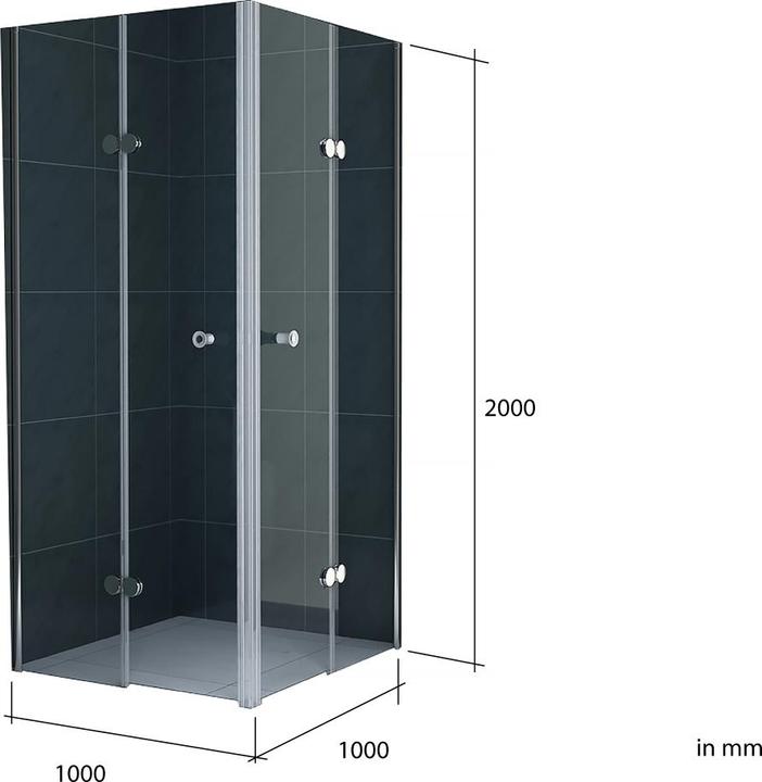 Actual product image Jet-Line Folding shower 100x100x200cm clear glass (95 cm, 95 cm, 200 cm)