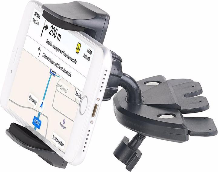 Produktbild Lescars Kfz-Smartphone-Halterung für CD-Laufwerk, mit Kugelgelenk, 60 - 90 mm