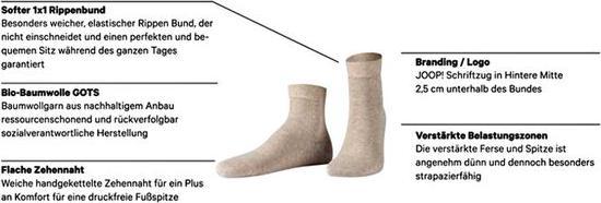 Actual product image Joop! Unisex premium essential organic cotton Quarter 2p (pack of 2, 43 - 46)