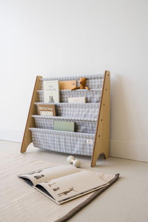 Actual product image 3 Sprouts Bookshelf, gingham blue