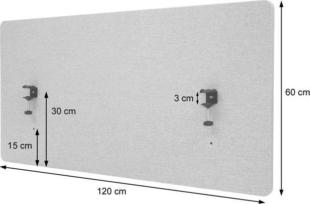 Produktbild Mendler Akustik-Tischtrennwand, Büro-Sichtschutz Schreibtisch Pinnwand, doppelwandig Stoff/Textil - 120x60cm (120 x 60 x 2 cm)