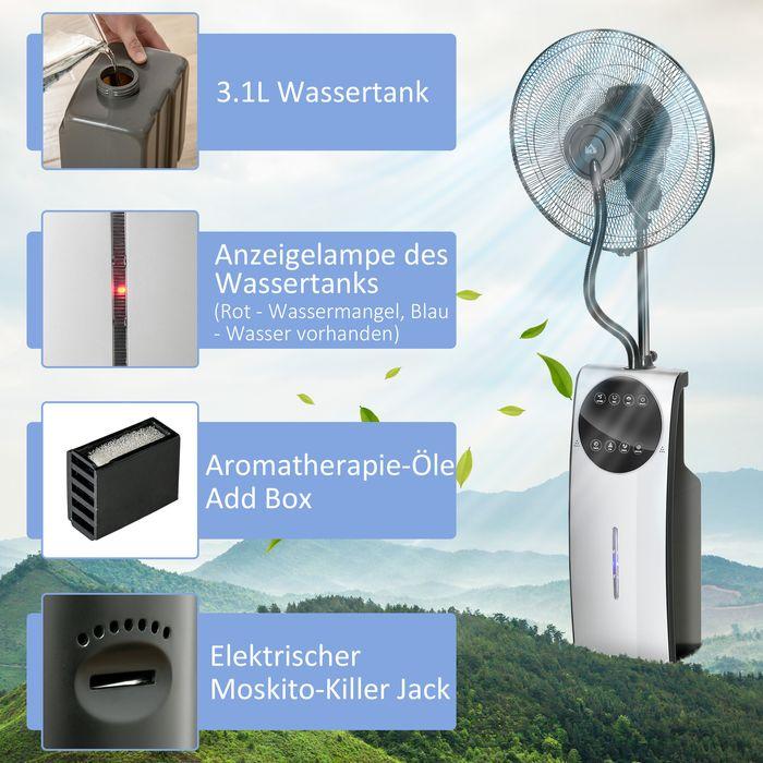 Image du produit Swisshandel24 Ventilateur sur pied avec brumisateur Ventilateur de refroidissement de 90W, réservoir d'eau de