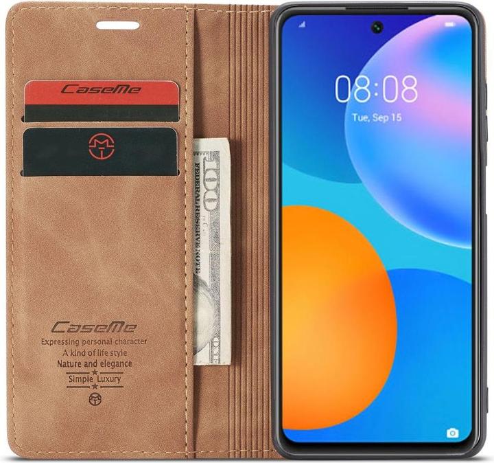 Produktbild König Design Hülle Handy Schutz für Huawei P smart 2021 Case Flip Cover Tasche Etuis Braun (Huawei P Smart (2021))
