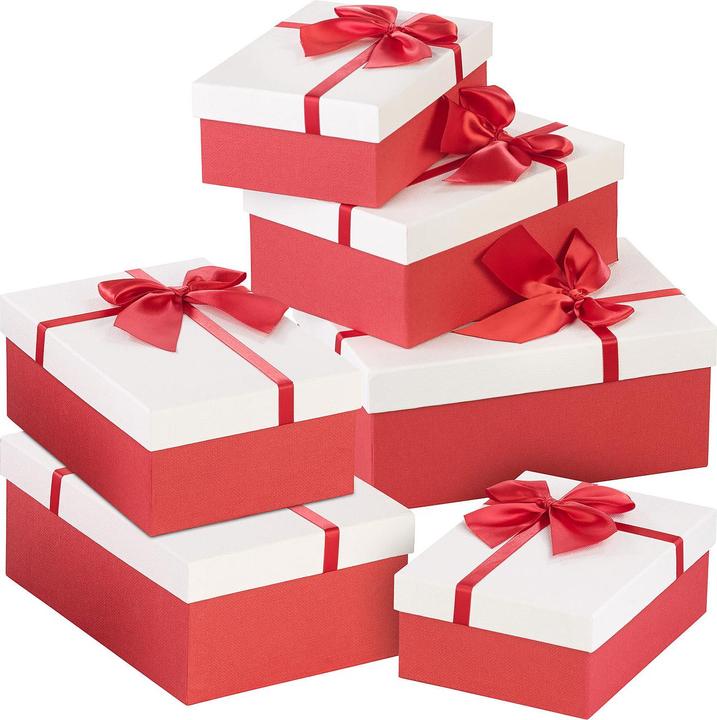 Immagine prodotto Your Design Set di 6 eleganti scatole regalo con fiocco rosso (Scatola da regalo, 6 x)