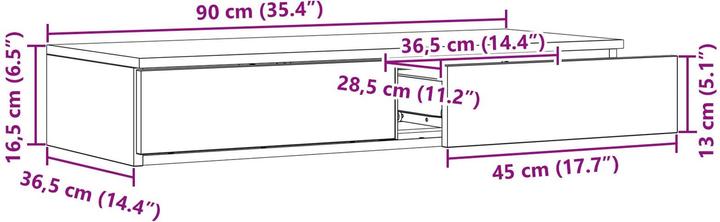 Produktbild VidaXL Bettunterlagen aus Raucheiche 90x36,5x16,5 cm Holzwerkstoff