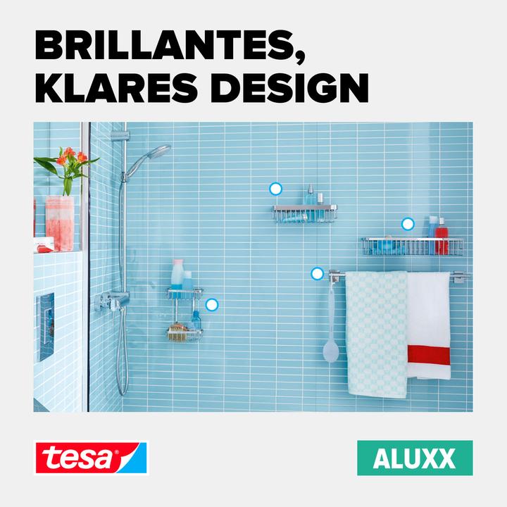 Actual product image tesa ALUXX shower basket incl. adhesive solution without drilling (9.5 x 13.5 x 46.5 cm)