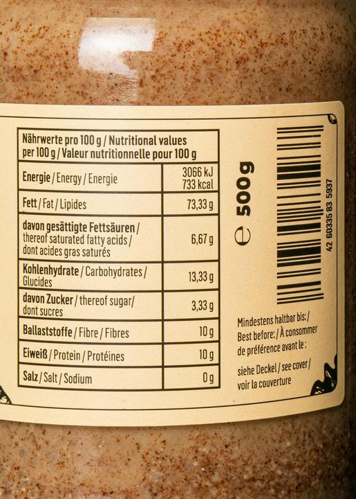 Valeurs nutritives et ingrédients KoRo Purée de noix de pécan grillées (6000 g)
