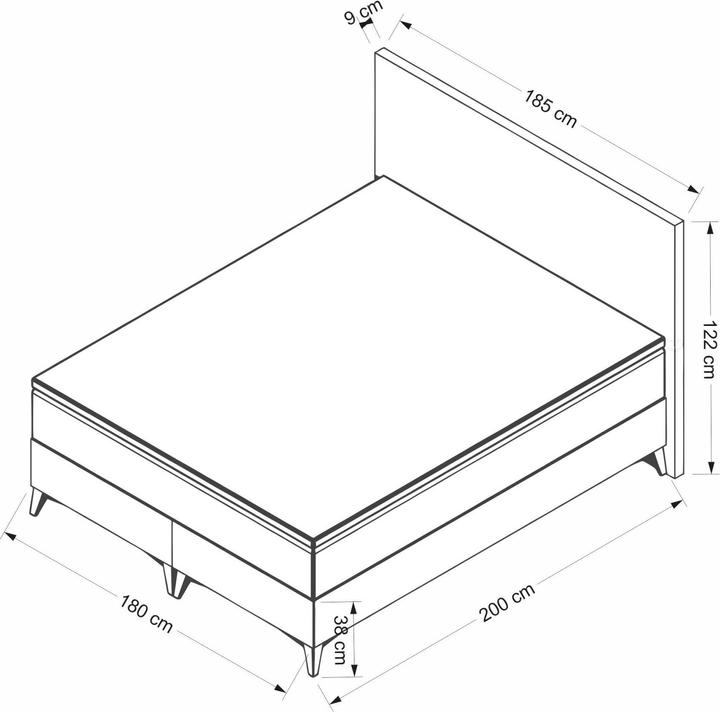 Produktbild Kalune Design Amour Double Bed Base Headboard (180 x 200 cm)