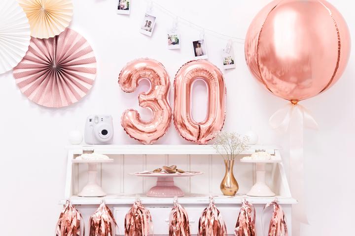 Produktbild Partydeco Zahlenballon Folie 3 Rose Gold 35-40 cm (1 x)