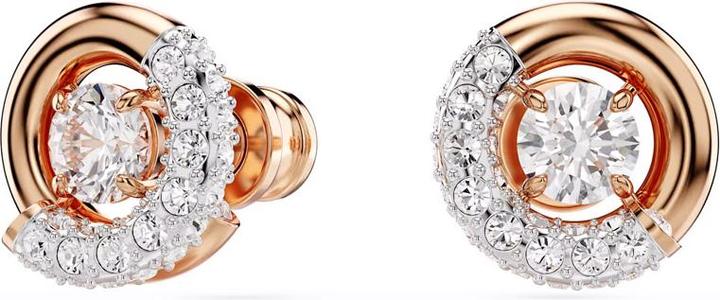 Actual product image Swarovski Dextera stud earrings round cut white rose gold (Swarovski Metal)