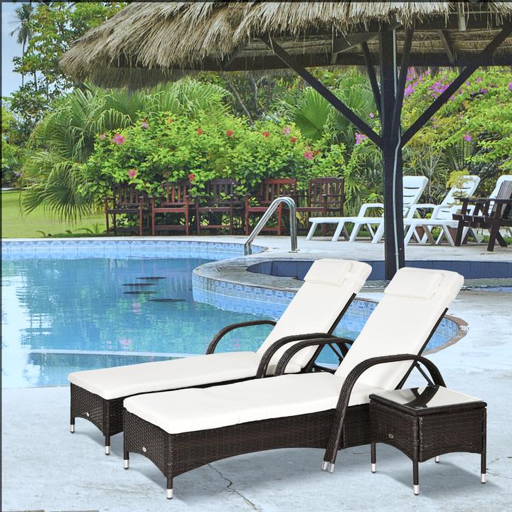 Image du produit Outsunny Bains de soleil en rotin avec table (200 cm)