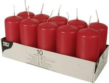 Produktbild Papstar Stumpenkerzen, 40 mm, rot, 10er Pack Durchmesser: 40 mm, Höhe: 90 mm, Brenndauer: ca. 9 Stunden (10 Stk.)