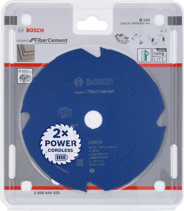 Produktbild Bosch Professional Zubehör Akku-Kreissägeblatt Expert for Fibre Cement, 165 x 1,8/1,2 x 20, 4 Zähne