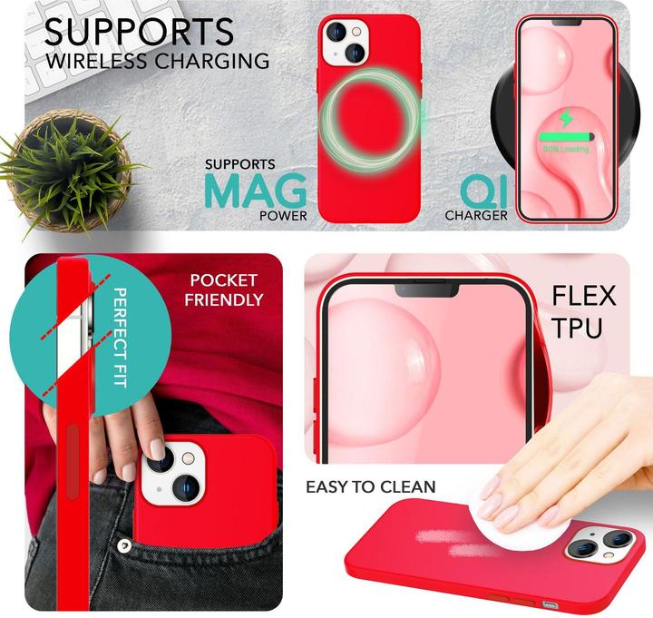 Actual product image Nalia Liquid silicone case with MagSafe function & 2x display protection glass (Apple iPhone 14)