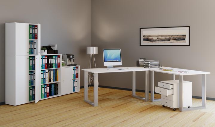 Produktbild VCM Eckschreibtisch Lona Tiefe 80 cm U Alu Silber (190 x 80 cm)