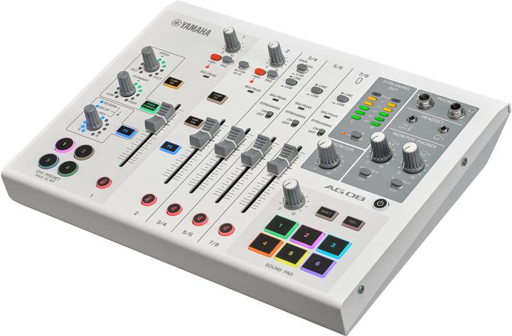 Yamaha AG08 Stazione streaming bianca (Mixer da studio e live)