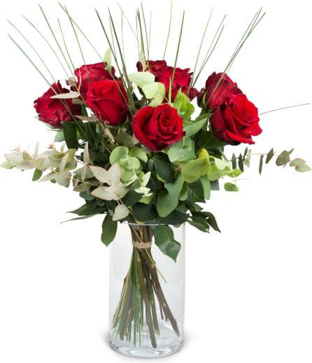 Fleurop 9 rote Rosen mit Grün (Schnittblumen)