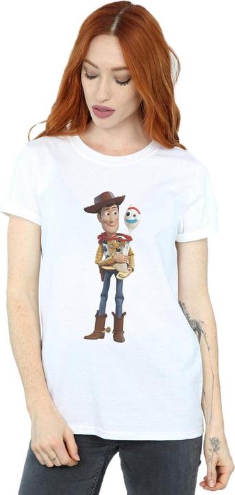 Actual product image Disney Womens/Ladies Toy Story 4 Woody And Forky Cotton Boyfriend T-Shirt (XL)