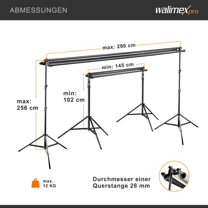 Actual product image Walimex 3-fold background system + bag (290 cm, 250 cm)