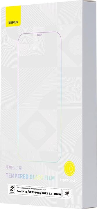 Produktbild Baseus All-glass Crystal Tempered Glass EasyStick Film iP14 (Pack of 2) (2 Stück, Apple iPhone 14)