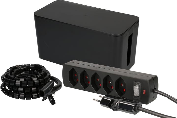 Max Hauri Cable Home Kabelmanagement Set: Box klein + Safety-Line + Spiralschlauch