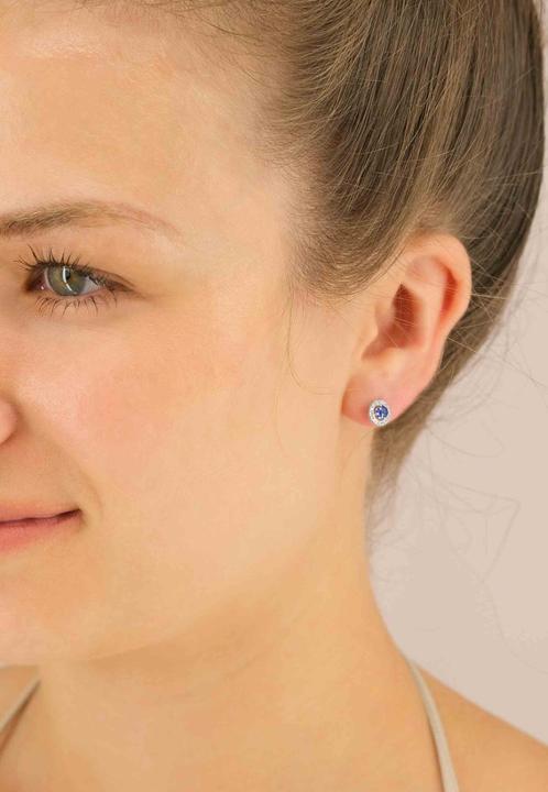 Image du produit Muau Boucles d'oreilles (Or blanc 750 Saphir 0.42ct. brillants 0.10ct)