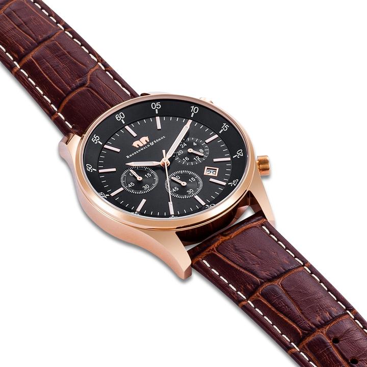 Image du produit Hommes Chronographe Goodwill en cuir véritable brun foncé - 4410 (Chronographe, 45 mm)
