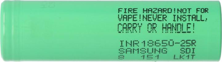 Actual product image Samsung Battery INR18650 25R, unprotected (18650, 2500 mAh)