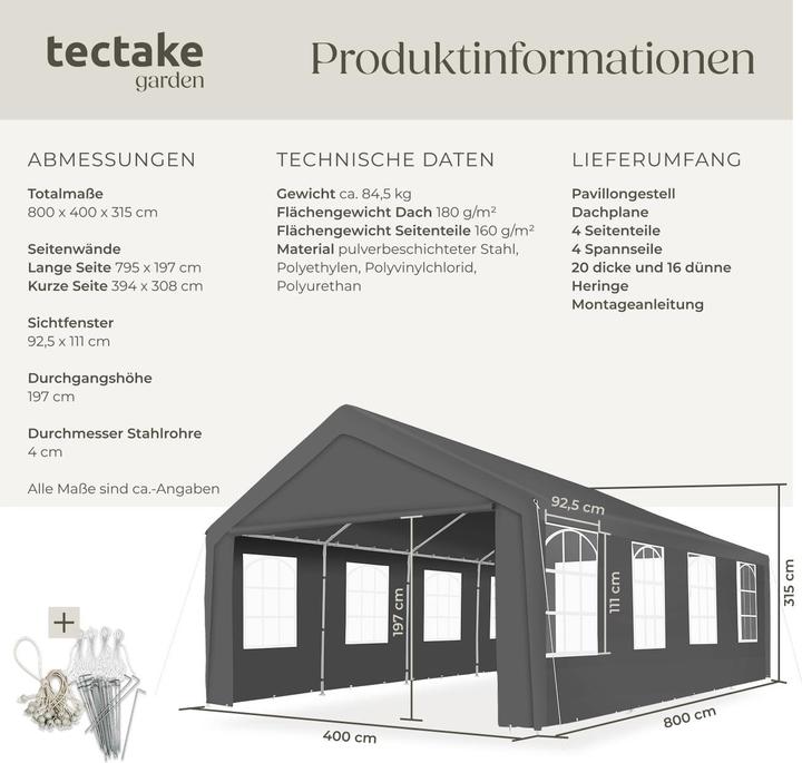 Produktbild tectake Mammut (800 cm, 400 cm)