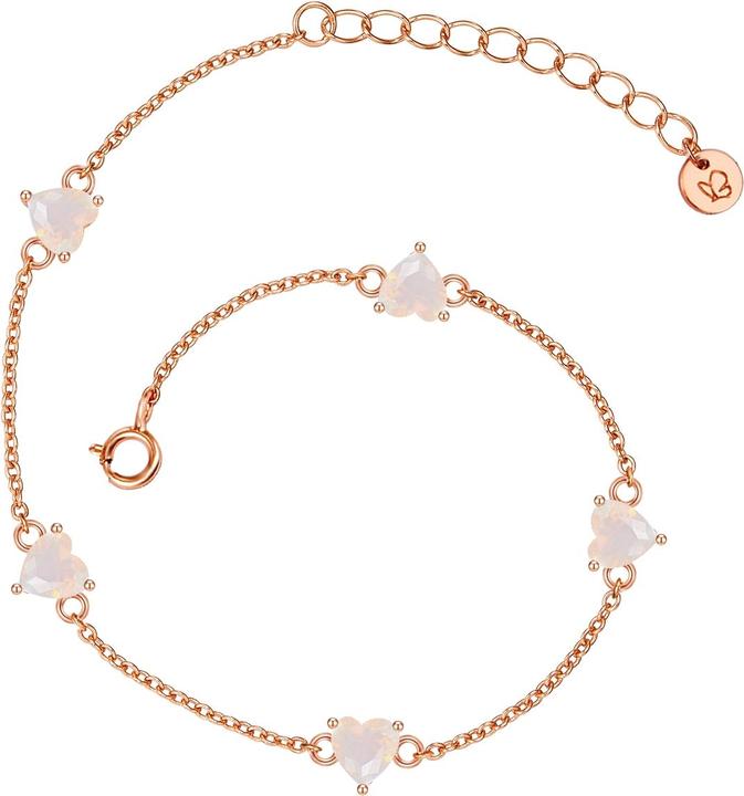 Glanzstücke München Damen Sterling Silber Mondstein (synth.) roségold - 29950 (17 cm, Sterling Silber)