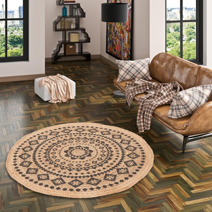 Actual product image Pergamon Natural Fiber Handmade Jute Carpet Nele Round (120 x 120 cm)