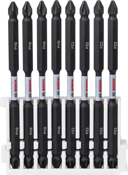 Bosch Professional Zubehör Doppelklingen Schrauberbit-Set Impact Control, 8-teilig, 4 x PH2, 4 x PZ2,110 mm (PZ2, PH2)
