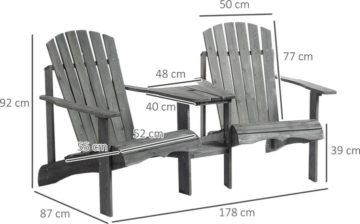Actual product image Outsunny Garden Bench with Table and Umbrella Hole