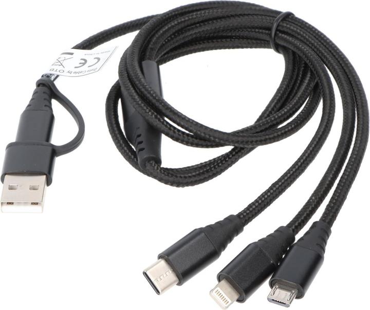 AccuCell USB-Ladekabel 3in1 mit Lightning-, Micro-USB-, und USB-C Anschluss (1 m, USB 2.0)