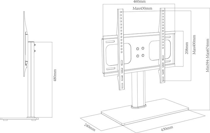 Immagine prodotto VCM Morgenthaler B-TTS 400 - 66 cm (26 pollici) - 139,7 cm (55 pollici) - 200 x 100 mm - 4 (46 x 24 cm)