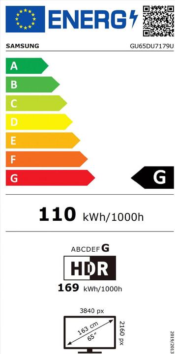 Energie-Label Samsung GU65DU7179U (65", AU7179, 4K, 2024)