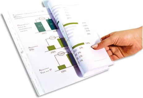 Actual product image Elba brochure cover, DIN A3 landscape, PP, 0,09 mm, grained, folded to A4, open top, 9 holes (A4, 10 x)