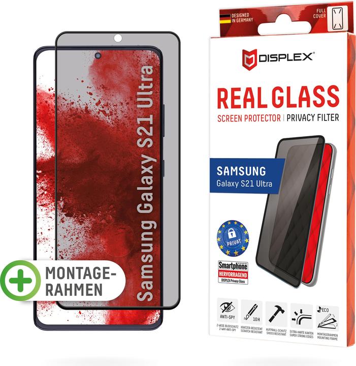 Actual product image Displex Real Glass, Privacy Full Cover Panzerglas (1 Piece, Samsung Galaxy S21 Ultra 5G)
