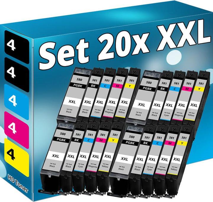 Actual product image Druckfuxx 20x XXL DRUCKER PATRONEN für CANON PIXMA TS8150 TS8151 TS8152 TS9150 T