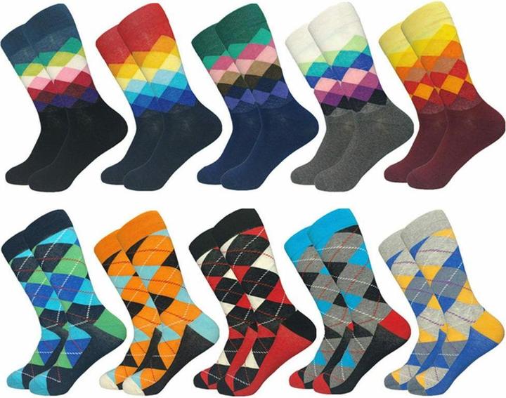 Actual product image JTI Patterned men's socks, mixed square pattern - 10 pairs (pack of 10, 40 - 46)