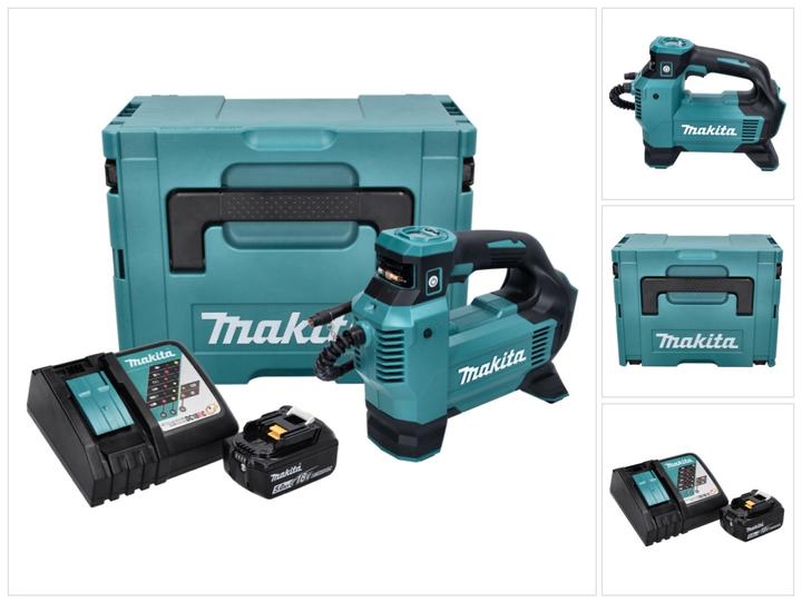 Actual product image Makita DMP 181 RT1J Battery compressor 18 V 11.1 bar + 1x battery 5.0 Ah + charger + Makpac (11.10 bar)