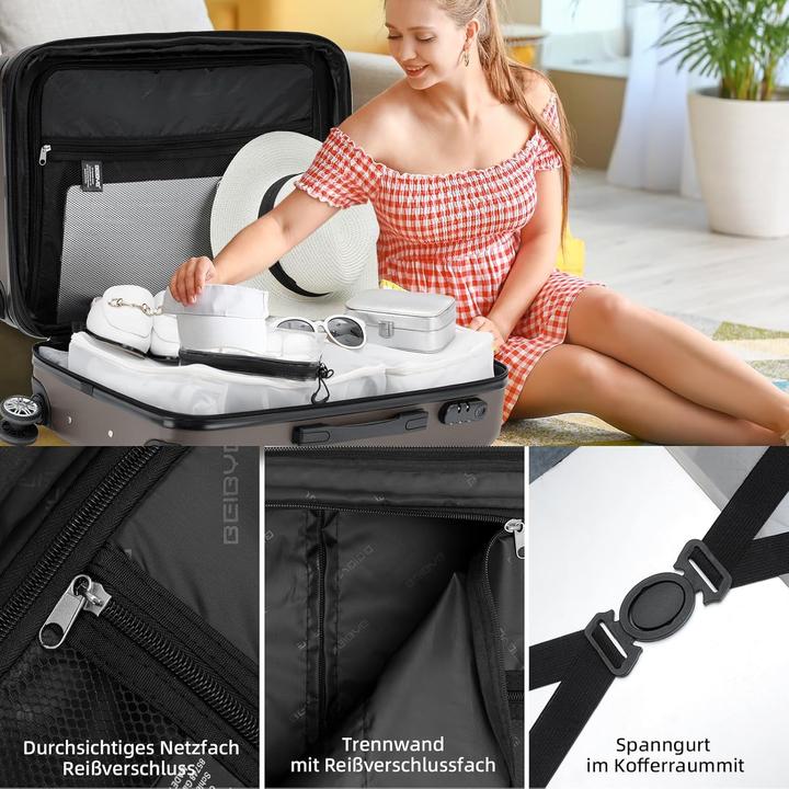 Immagine prodotto Beibye Hartschalen-Trolley (45 l, Bagaglio a mano (fino a 50 litri))