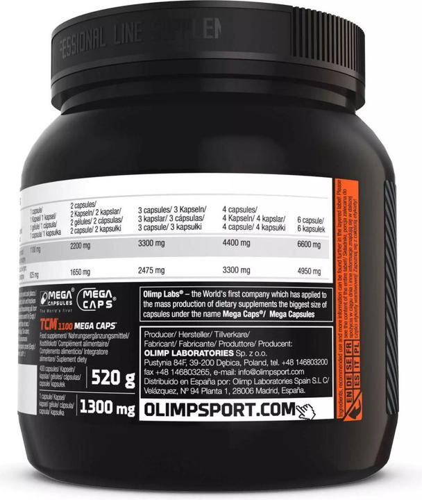 Nährwerte und Zutaten Olimp Sport Nutrition Tri-Creatine Malat (TCM) 1100 Mega (400 Stück, Kapseln, 400 g)